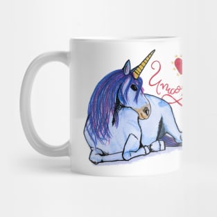 I love unicorns beautiful blue unicornio gift Mug